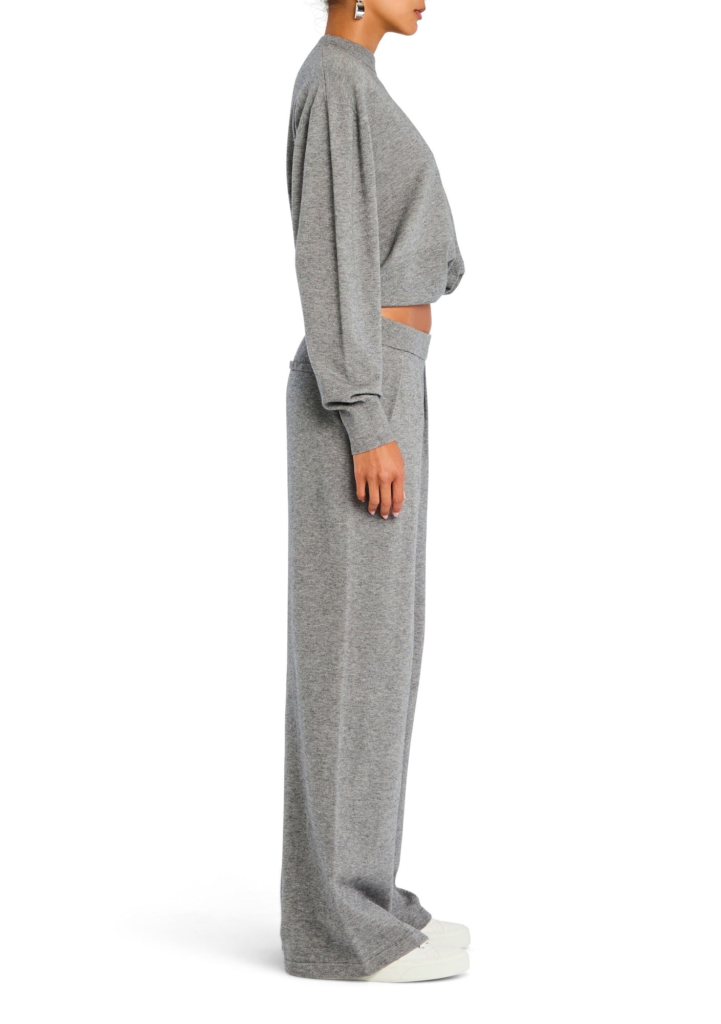 Womens | Alya Knit Pleated Trousers | Heathered Grey