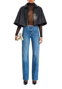 Womens | Adi Vegan Leather Cropped Jacket | Black