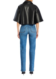 Womens | Adi Vegan Leather Cropped Jacket | Black
