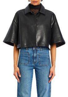 Womens | Adi Vegan Leather Cropped Jacket | Black