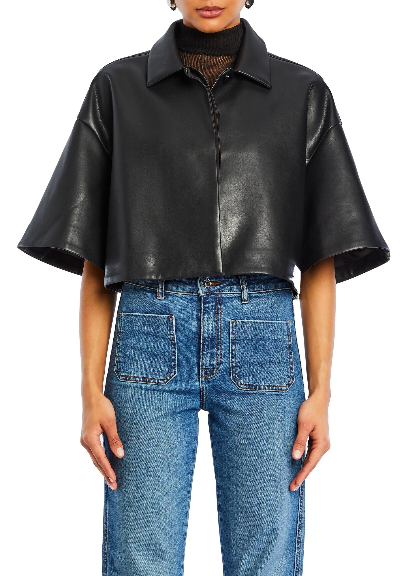 Womens | Adi Vegan Leather Cropped Jacket | Black