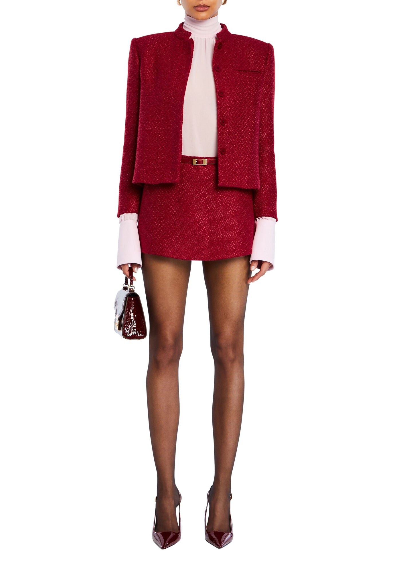 Womens | Karla Boucle Mini Skirt | Ruby Red