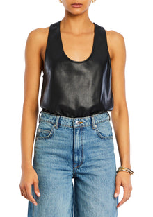 Womens | Nina Vegan Leather Bodysuit | Black