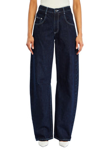 Womens | Marbel Mid Rise Barrel Jean | Rinse