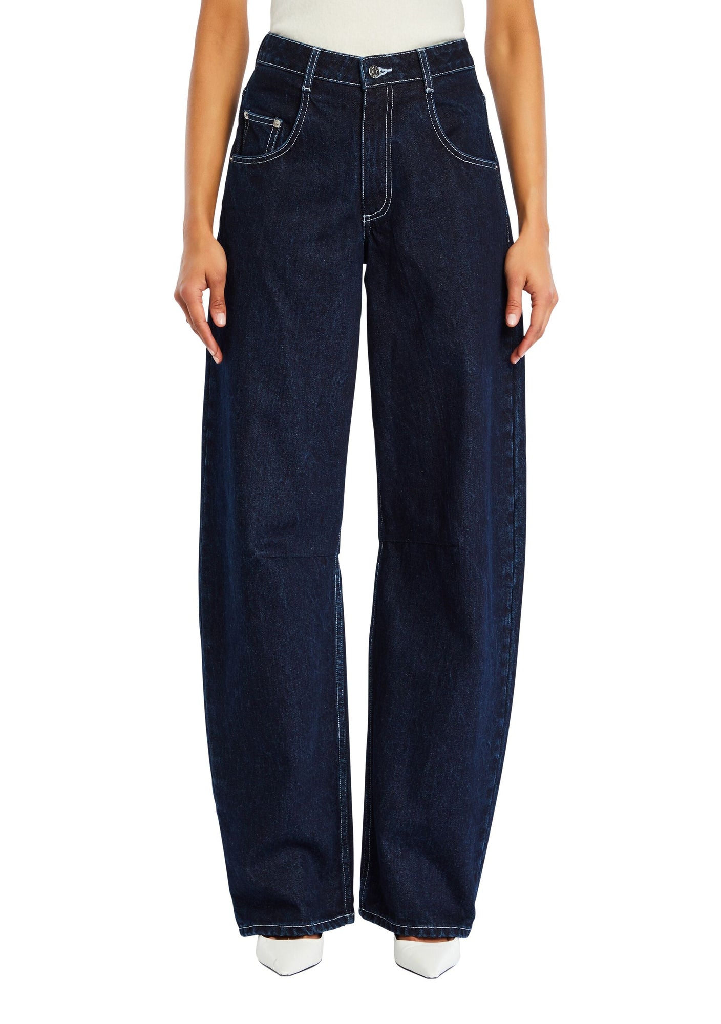 Womens | Marbel Mid Rise Barrel Jean | Rinse
