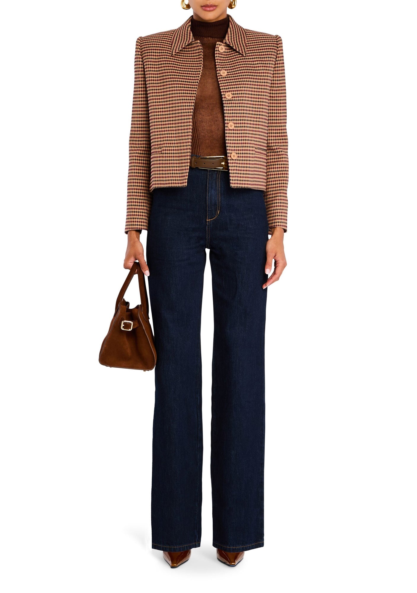 Womens | Jessamine Jacket | Camel Houndstooth