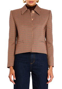 Womens | Jessamine Jacket | Camel Houndstooth