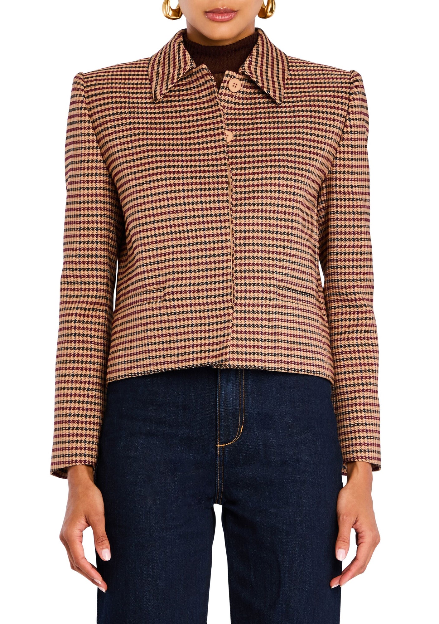 Womens | Jessamine Jacket | Camel Houndstooth