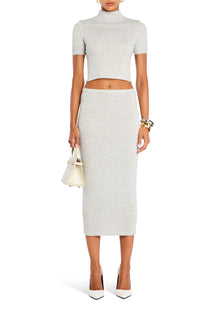 Womens | Koko Knit Tea Length Skirt | Light Grey