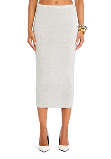 Womens | Koko Knit Tea Length Skirt | Light Grey