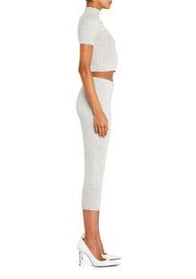 Womens | Koko Knit Tea Length Skirt | Light Grey