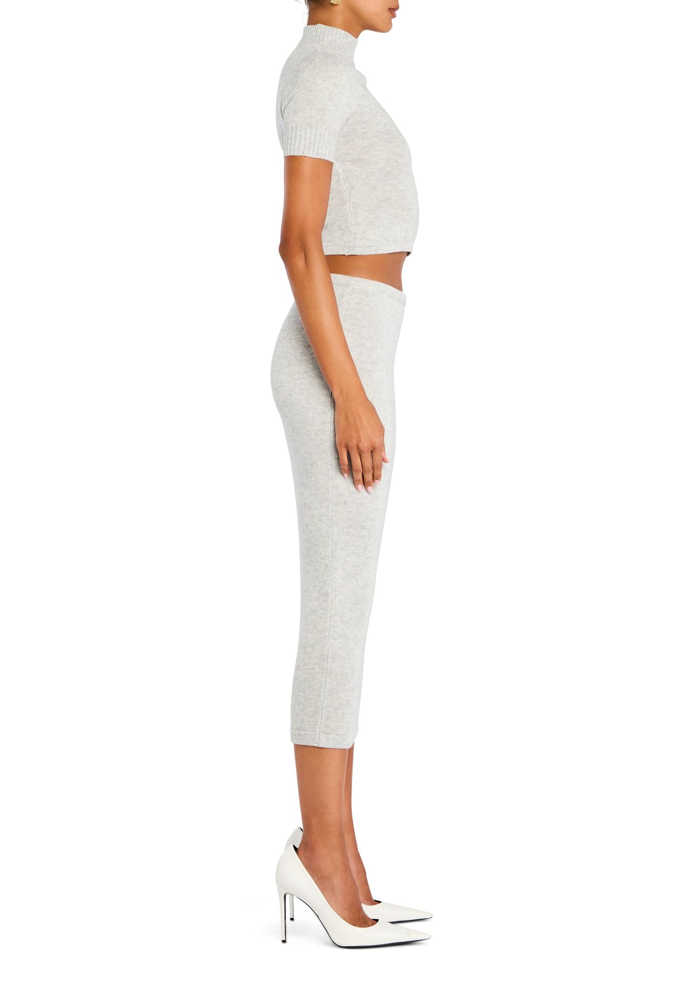 Womens | Koko Knit Tea Length Skirt | Light Grey