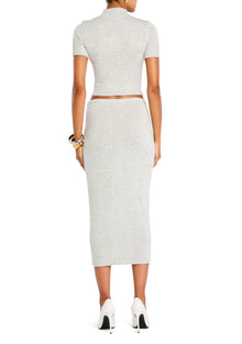 Womens | Koko Knit Tea Length Skirt | Light Grey