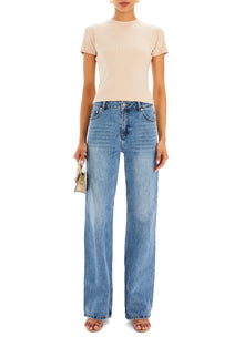 Womens | Kay Ribbed Baby Tee | Linen Beige