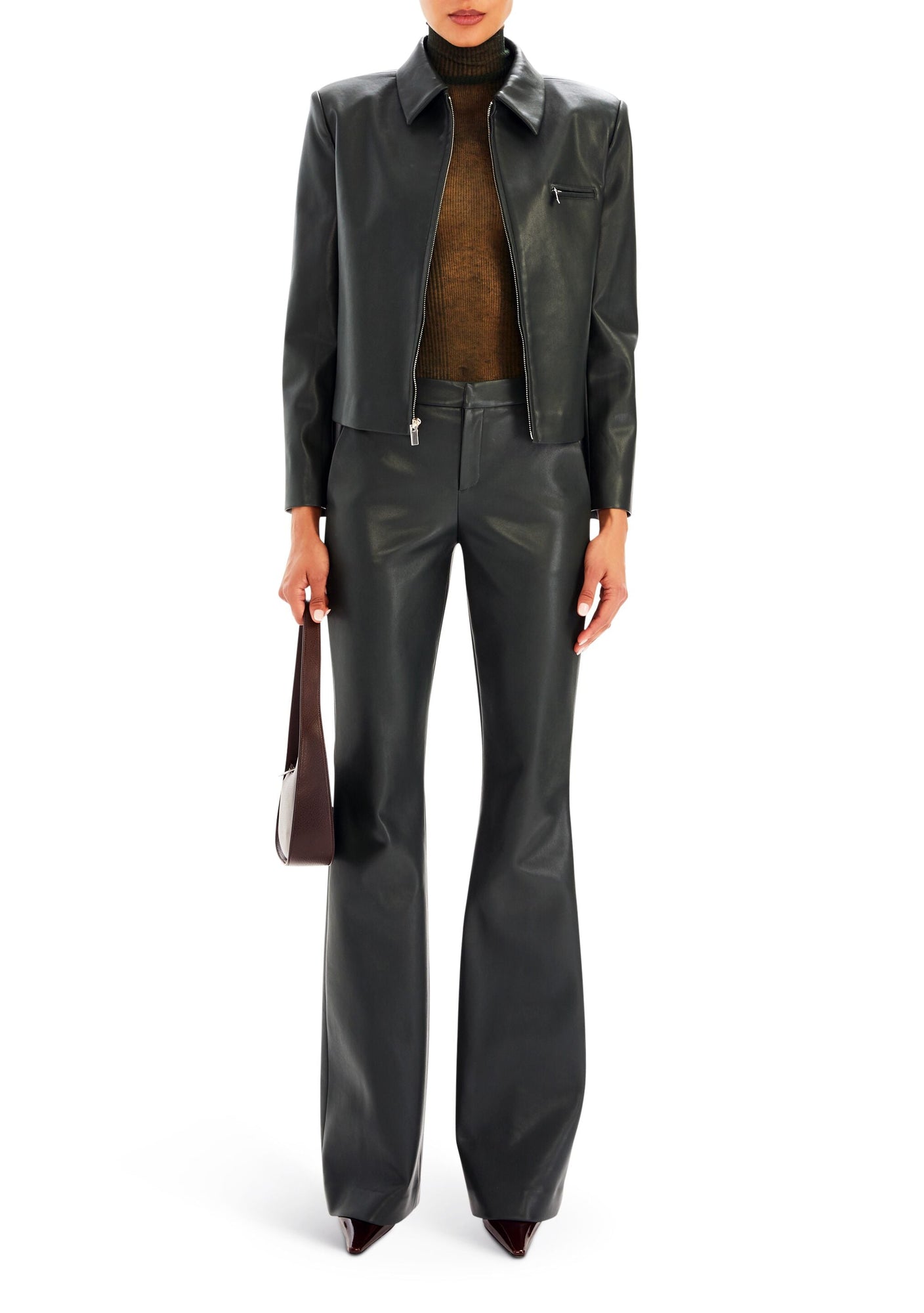 Womens | Asha Vegan Leather Jacket | Forest Green