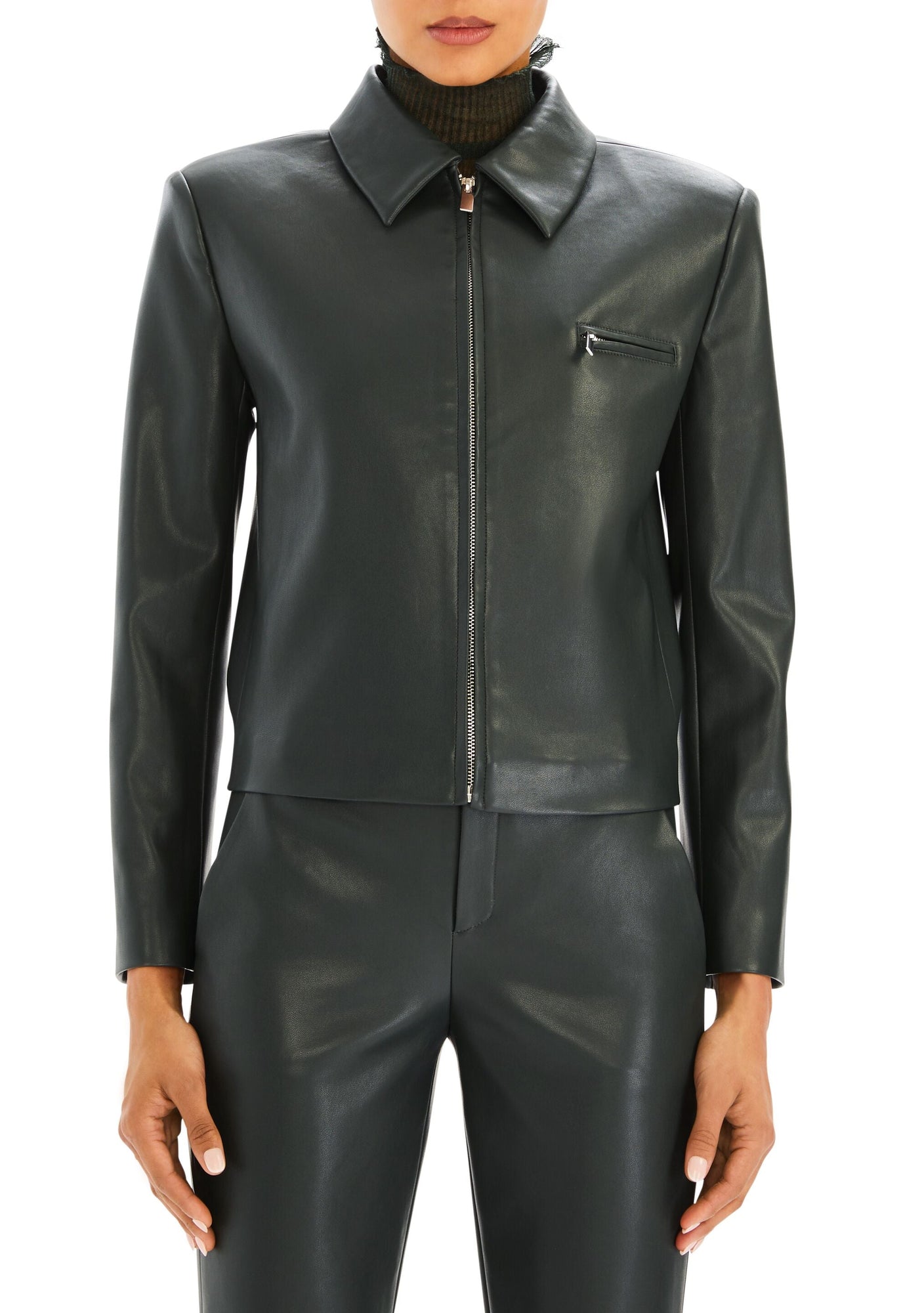 Womens | Asha Vegan Leather Jacket | Forest Green