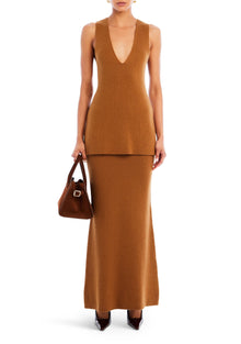 Womens | Hazel Knit Maxi Skirt | Camel