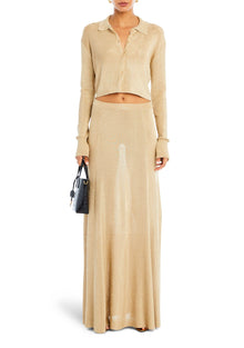 Womens | Jessa Metallic Knit Top | Gold