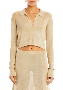 Womens | Jessa Metallic Knit Top | Gold