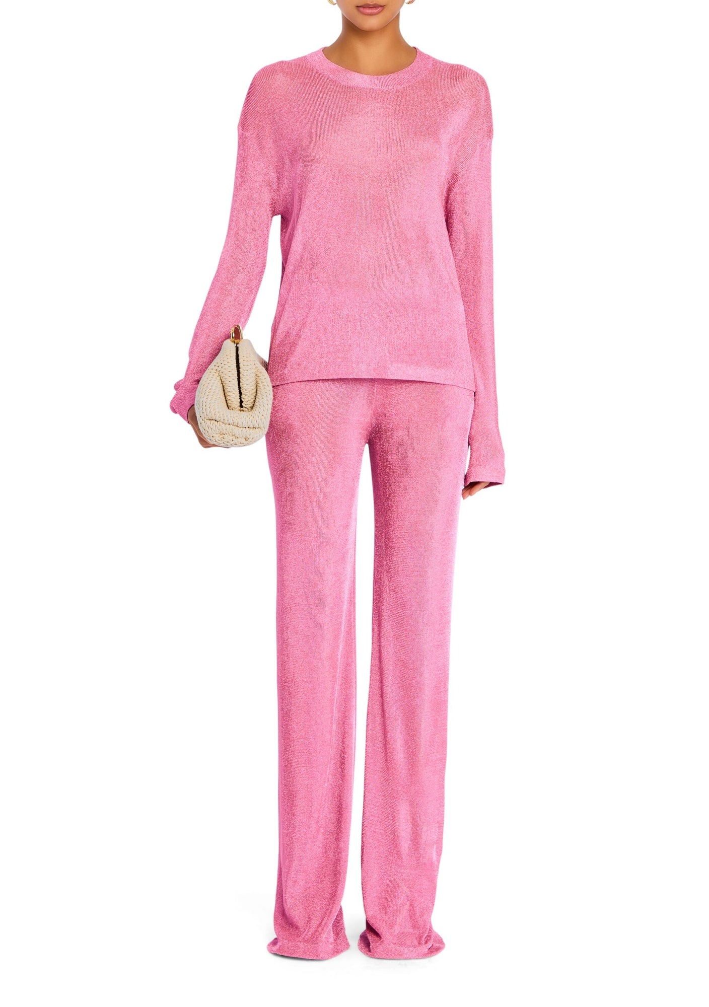 Womens | Hana Metallic Knit Top | Bubblegum Pink