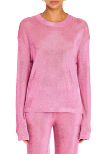 Womens | Hana Metallic Knit Top | Bubblegum Pink