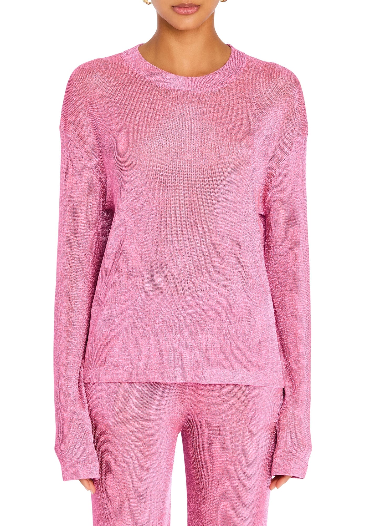 Womens | Hana Metallic Knit Top | Bubblegum Pink