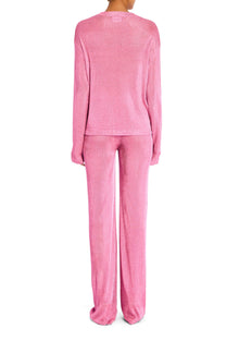 Womens | Hana Metallic Knit Top | Bubblegum Pink
