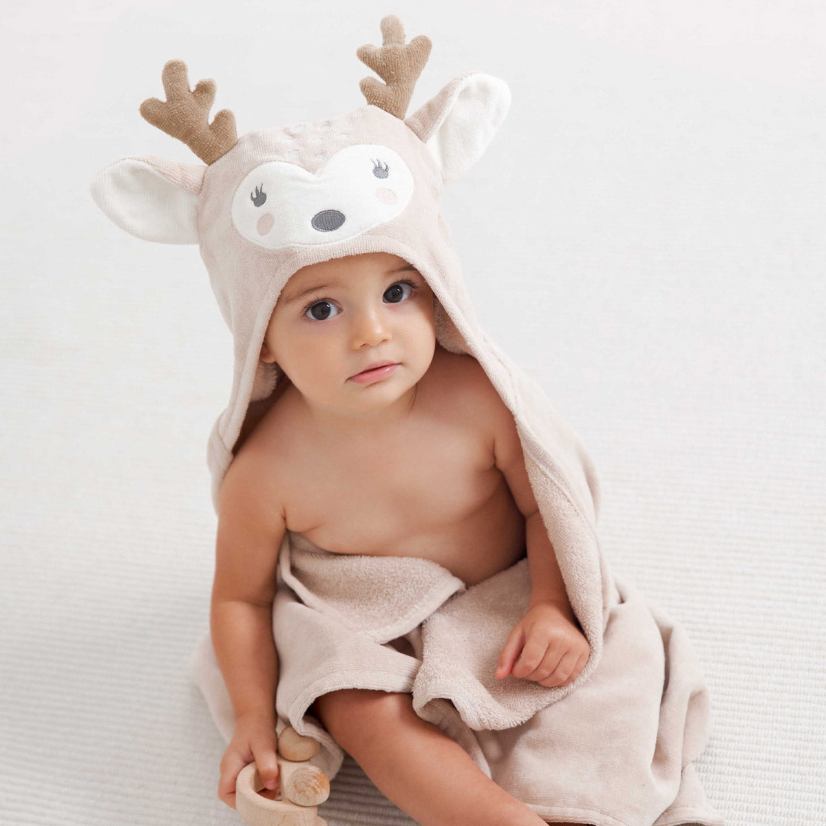 Girls | Fawn Hooded Baby Bath Wrap | Taupe