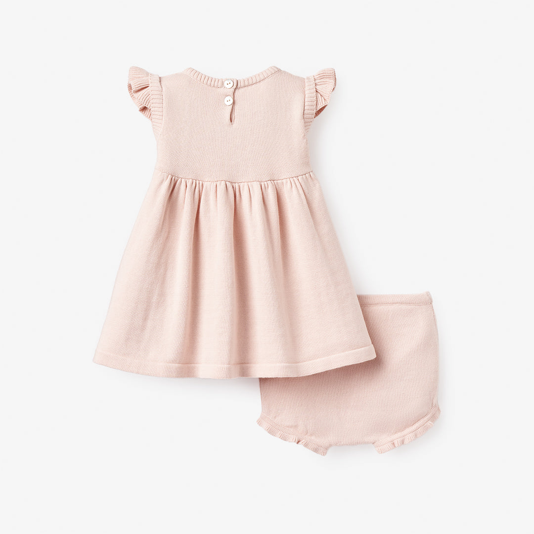 Girls | Garden Picnic Flutter Sleeve Knit Baby Dress | Pink