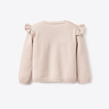 Girls | Taupe Flutter Sleeve Hand-Embroidered Baby Cardigan | Taupe