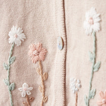 Girls | Taupe Flutter Sleeve Hand-Embroidered Baby Cardigan | Taupe
