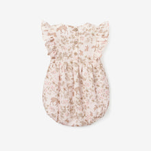 Girls | Woodland Print Organic Muslin Bubble Baby Romper | Pink