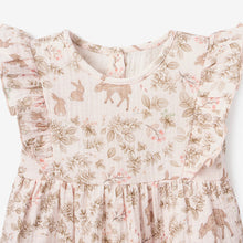 Girls | Woodland Print Organic Muslin Bubble Baby Romper | Pink