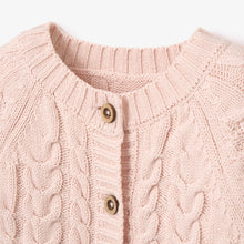 Girls | Pale Pink Horseshoe Cable Knit Baby Cardigan | Pink