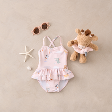 Girls | Pale Pink Seaside Safari Baby Ruffle Swimsuit | Pink