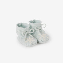 Unisex | Pale Blue Snowflake Garter Knit Baby Booties | Blue