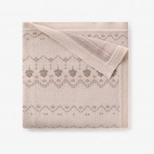 Unisex | Acorn Fairisle Knit Baby Blanket | Taupe