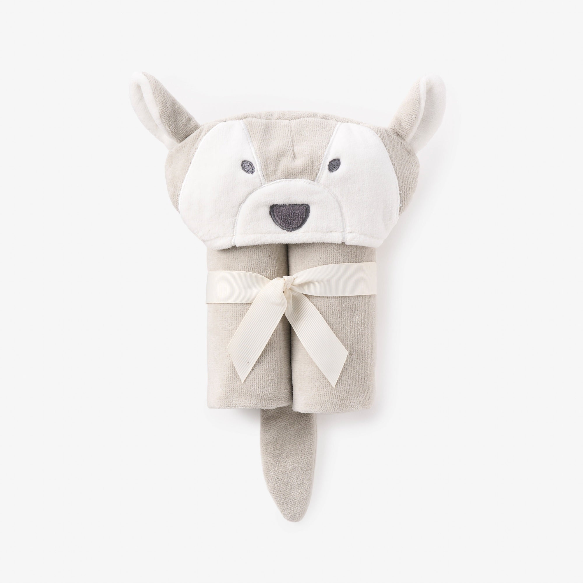 Unisex | Gray Wolf Hooded Baby Bath Wrap | Gray