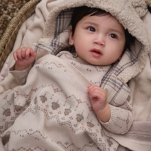 Unisex | Acorn Fairisle Knit Baby Blanket | Taupe