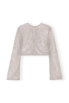 Embellished Mesh Blouse | Silver