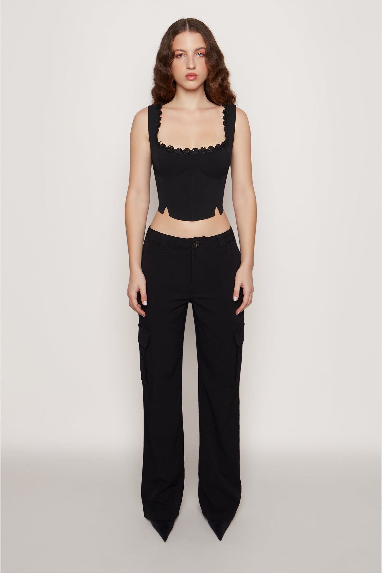 Womens | Crepe Bustier Top | Black