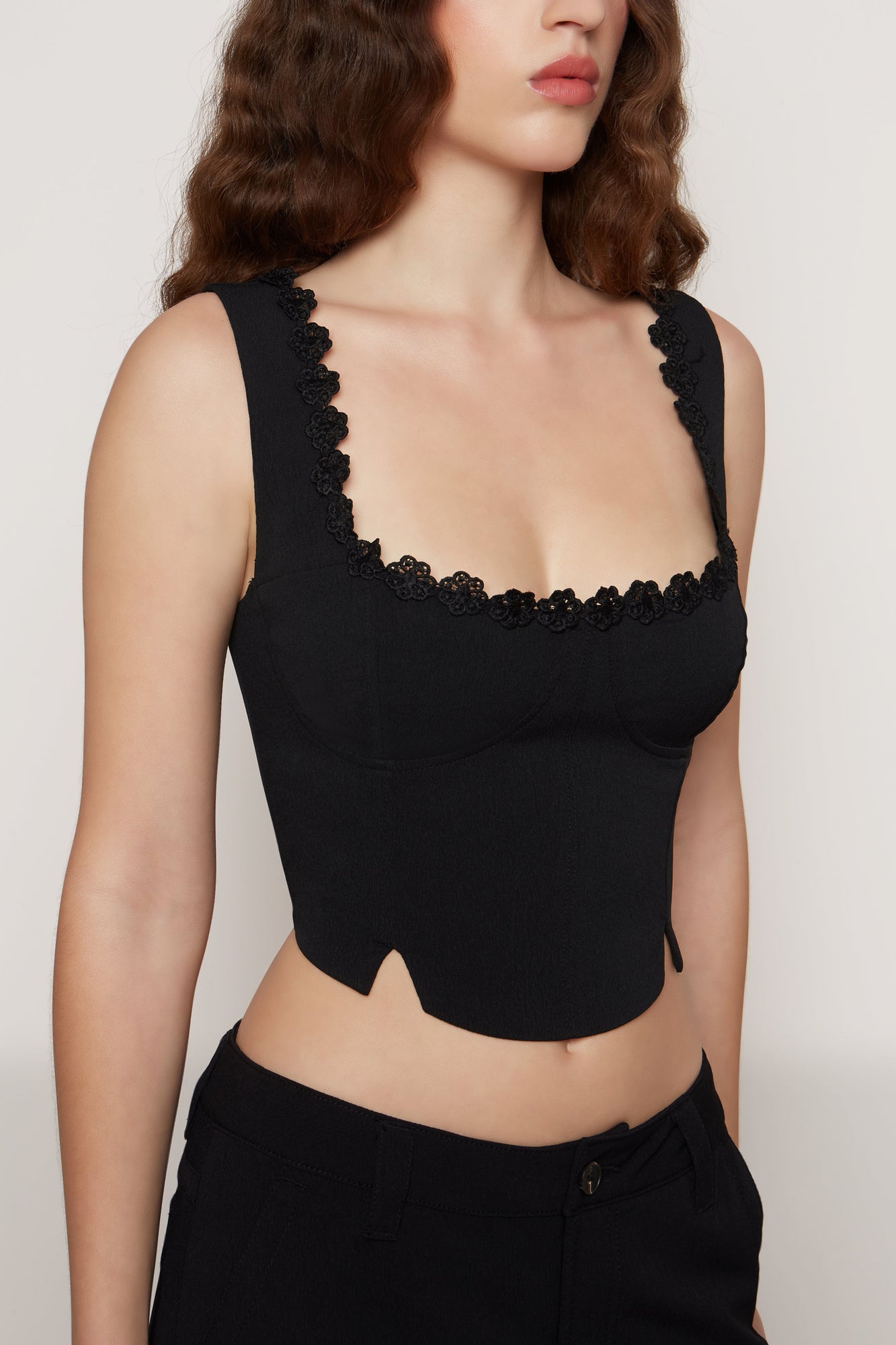 Womens | Crepe Bustier Top | Black