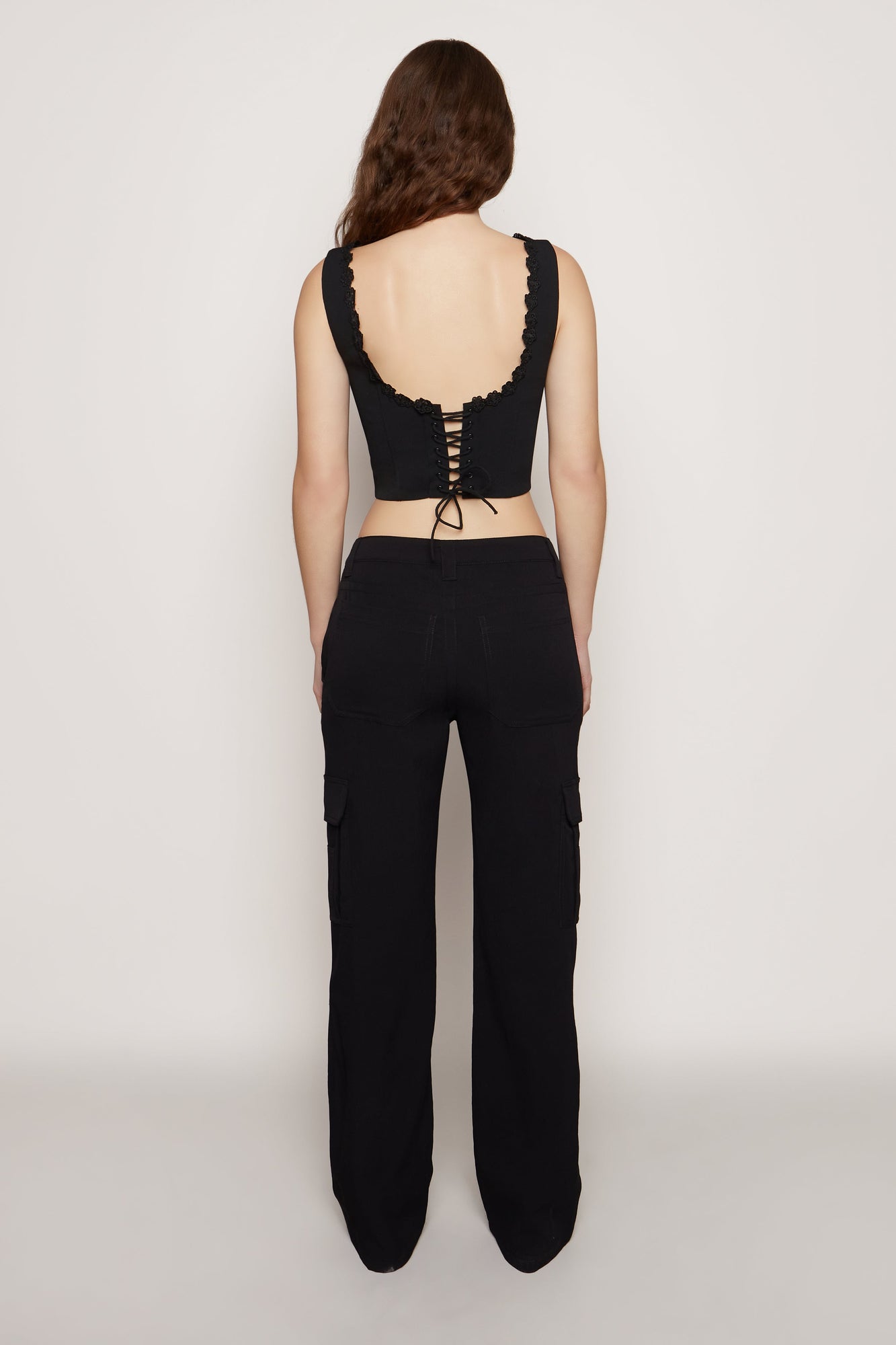 Womens | Crepe Cargo Pants | Black