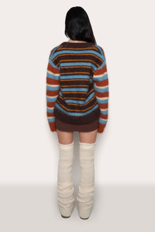 Womens | Oversized Cardigan | Brown Stripe