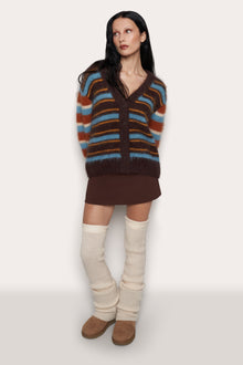 Womens | Oversized Cardigan | Brown Stripe