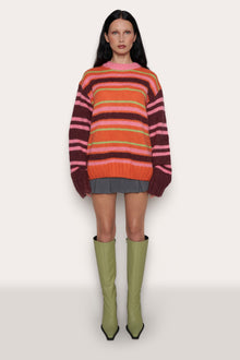 Womens | Oversized Crewneck | Orange Multi