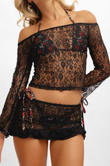 Women | Diana Long-Sleeve Top | Black Lace
