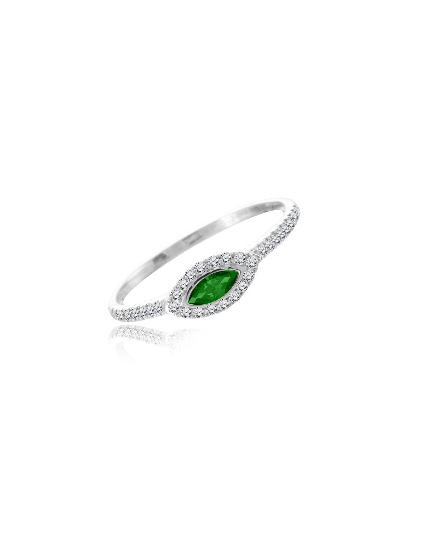 Evil Eye Emerald Ring | 14K White Gold