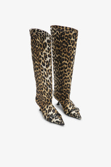 Eyelets Slouchy High Shaft Boots | Leopard