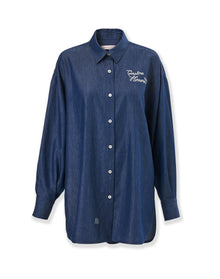 Long Sleeve Oversized Button Down Top With Embroidery
